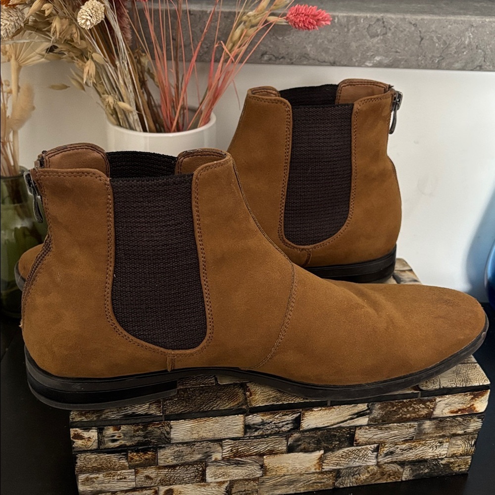 CALL IT SPRING (8) Men's Chelsea Boots Vegan Suede Tan Pull-On - Size US 8 - Picture 6 of 16